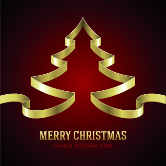 Christmas tree ribbon background vector
