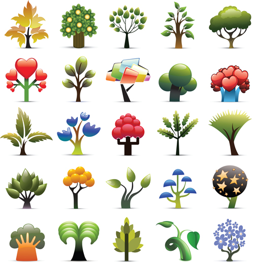 Colorful Trees Vector set