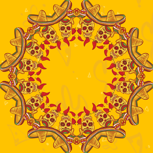 al skulls frame vector background 03 Creative floral skulls frame vector background 03