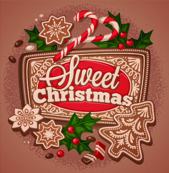 Cute Sweet Christmas cards vector