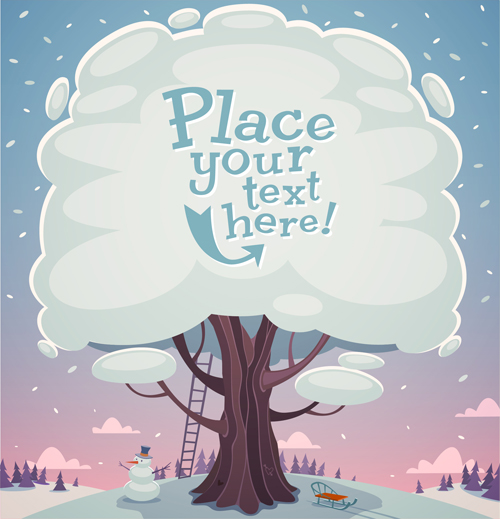 Cute cartoon trees vector background graphics 02