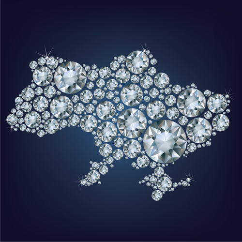 Diamonds with map vector background