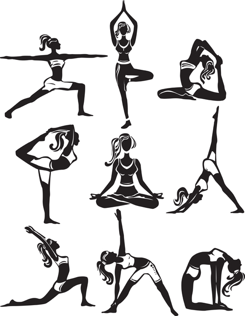 yoga silhouette girl different 