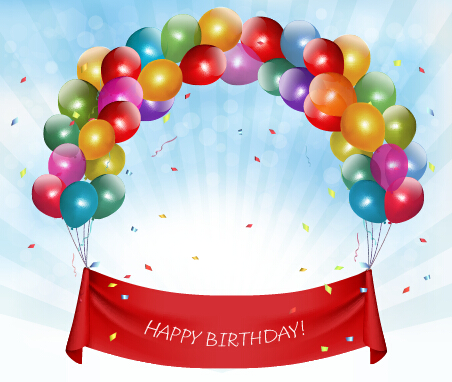 happy birthday colorful birthday balloons background 
