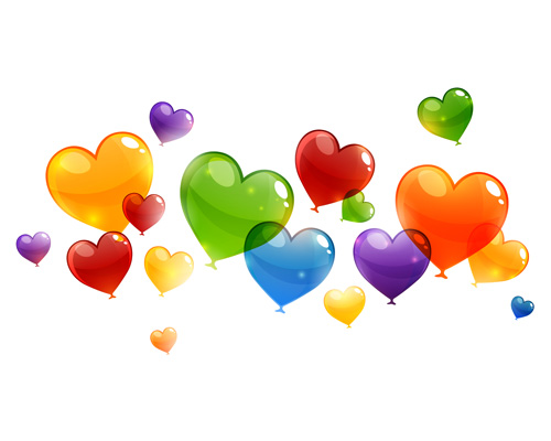 Color Heart balloons vector 02