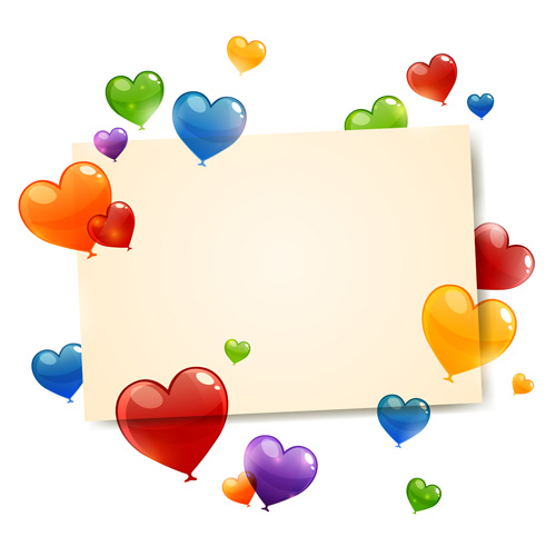 Color Heart balloons vector 03