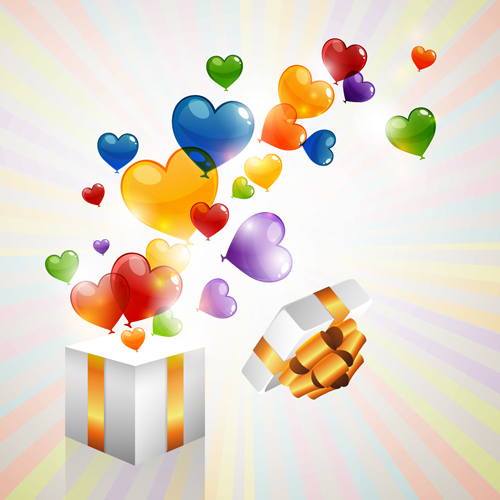 Color Heart balloons vector 05