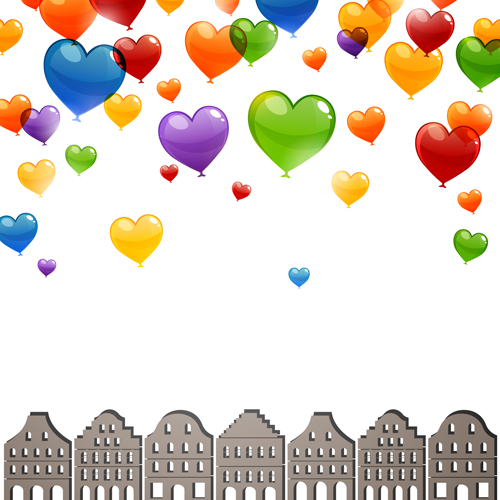 Color Heart balloons vector 06