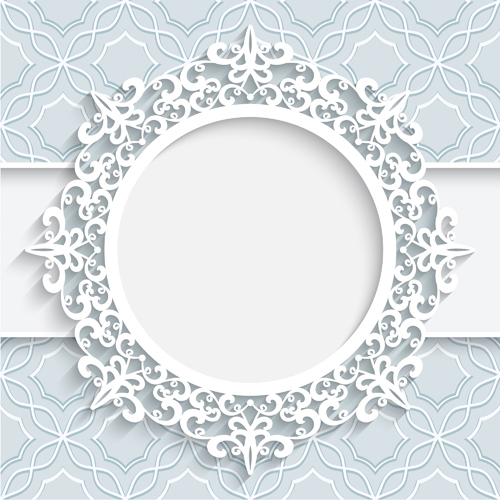 Lace ornament paper frame vector 01