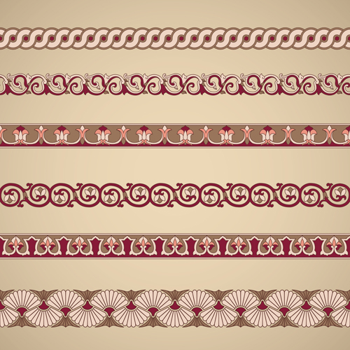Ornaments tiling borders seamless vectors 05