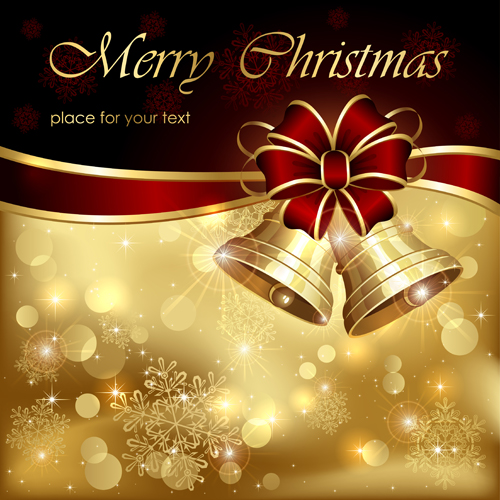 Ornate Golden Christmas cards vector graphics 04