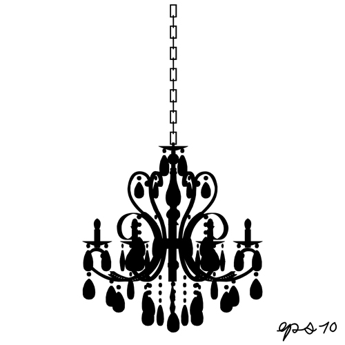 Ornate chandelier vector silhouette set 11