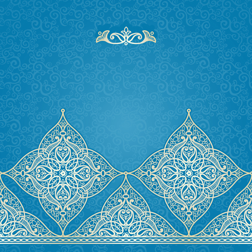 Ornate eastern style floral background vector 01