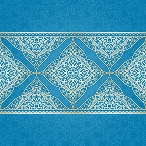 Ornate eastern style floral background vector 02