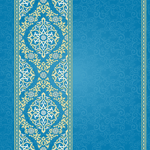 Ornate eastern style floral background vector 03