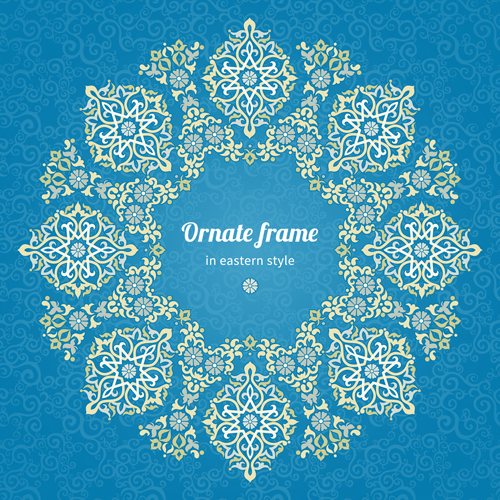 Ornate eastern style floral background vector 04