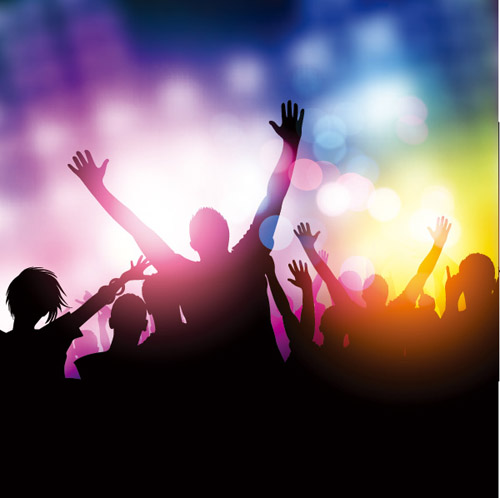 People silhouettes and party backgrounds vector 03