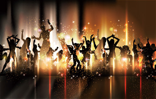 silhouettes people party background 