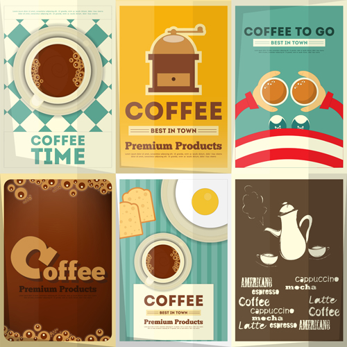 Retro coffee posters vector set