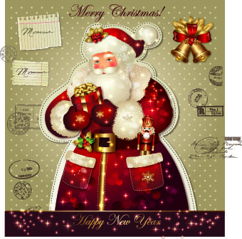 santa golden glow christmas cards card 