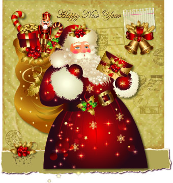 santa golden glow design christmas cards card 