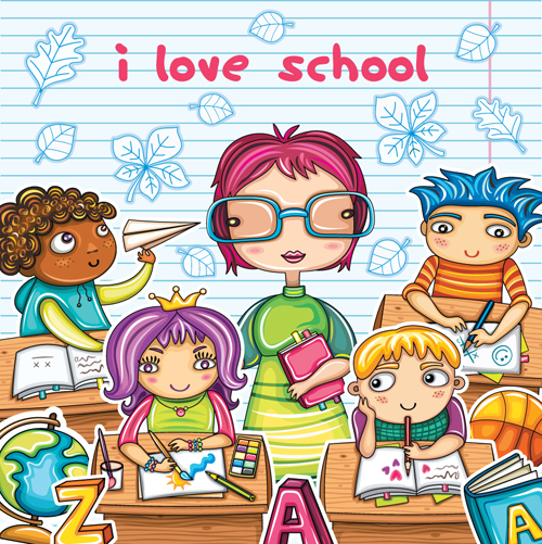 Cartoons School elements vector set 02
