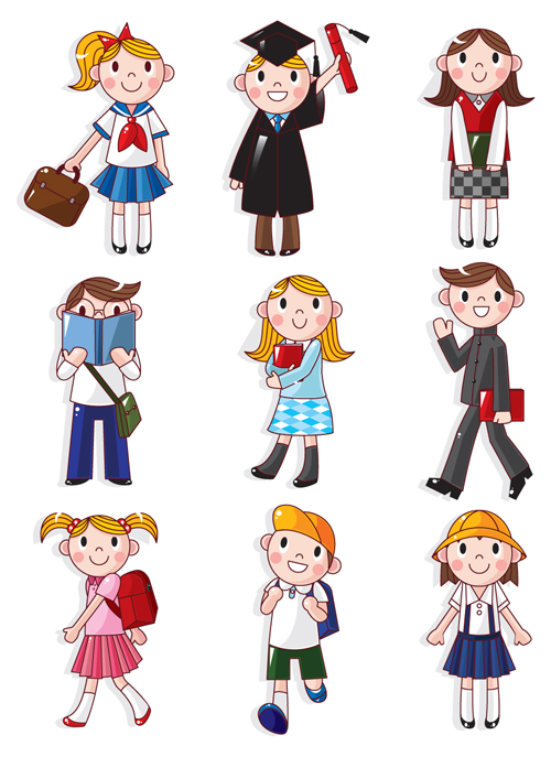 Cartoons School elements vector set 08