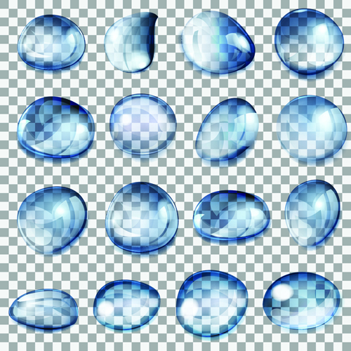 Shiny water drops vector illustration set 03