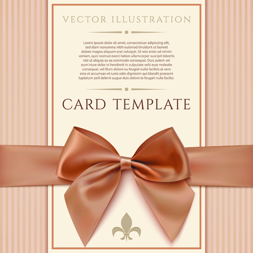 Valentines Day cards with ornate bow vector 01