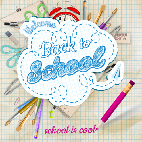 Vector background school elements illustration 02