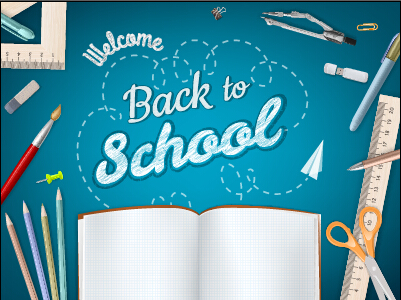 Vector background school elements illustration 05