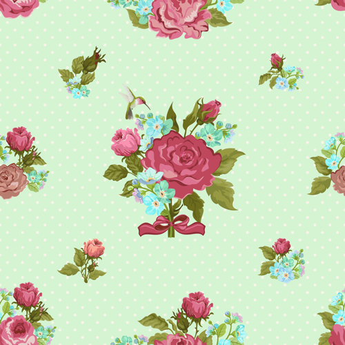 Vintage flower vector patterns 01