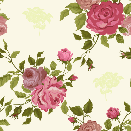 Vintage flower vector patterns 02