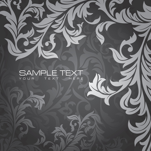 Vintage gray floral background vector