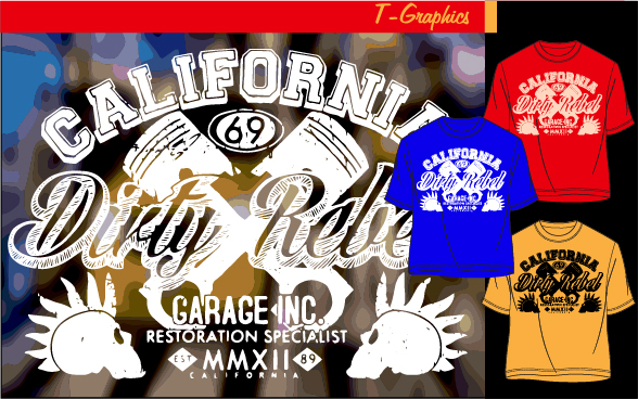 Vintage style graphics T shirt design vector 01