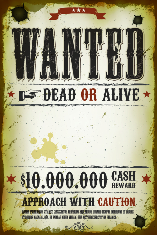 e wanted vector templates material 03 Vintage style wanted vector templates material 03