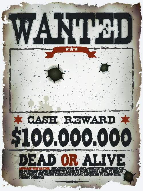 e wanted vector templates material 05 Vintage style wanted vector templates material 05
