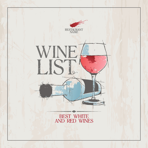 wine red wine menu Hand drawing drawing design cover 