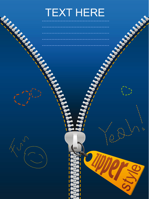 Color Zipper vector backgrounds set 04