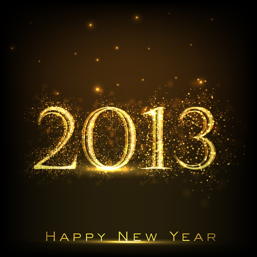 golden glow New Year 2013 design elements vector 01
