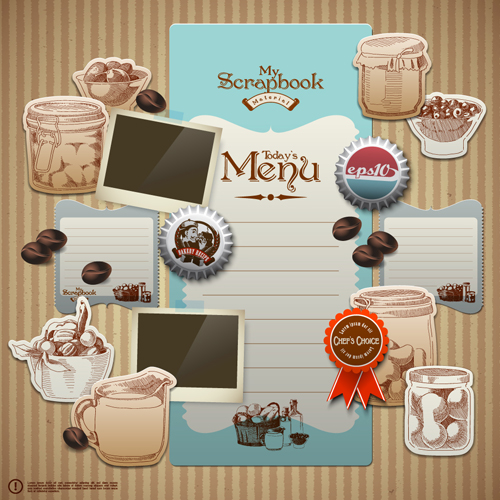 vintage scrapbook elements vector 01