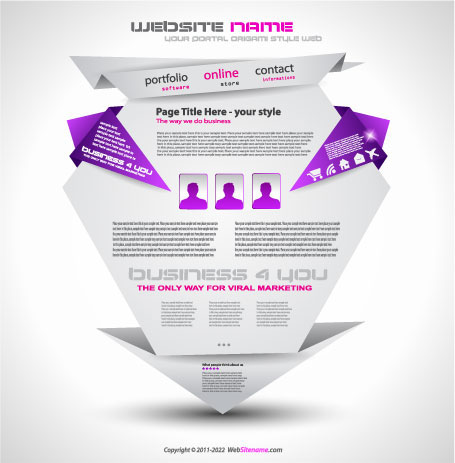 Origami website Style Design vector 01
