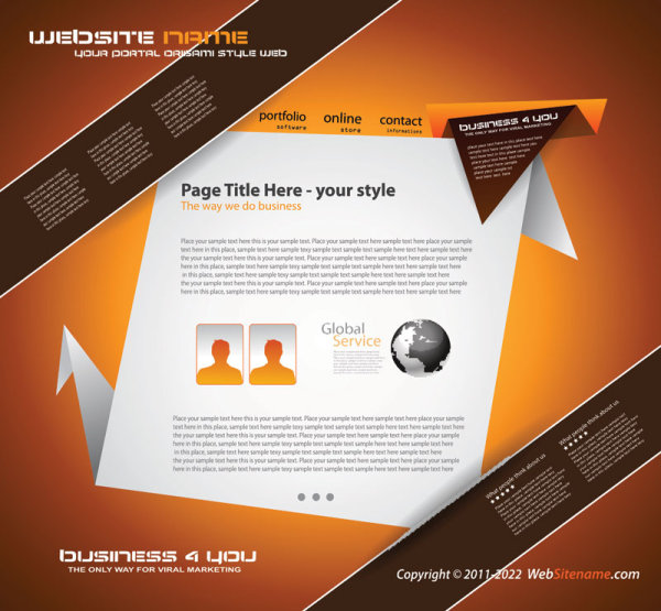 Origami website Style Design vector 02