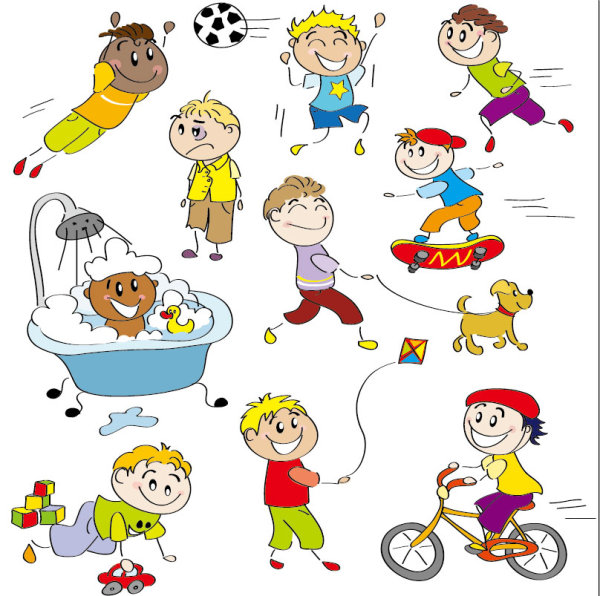 cartoon child elements Illustration vector 01