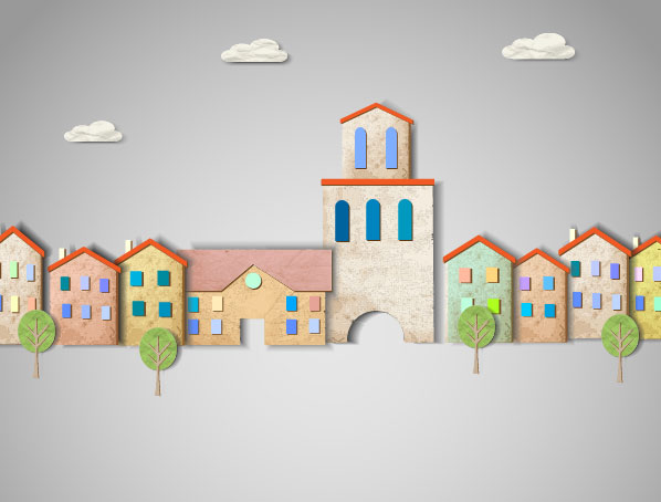 Set of Puzzle House vector background 04