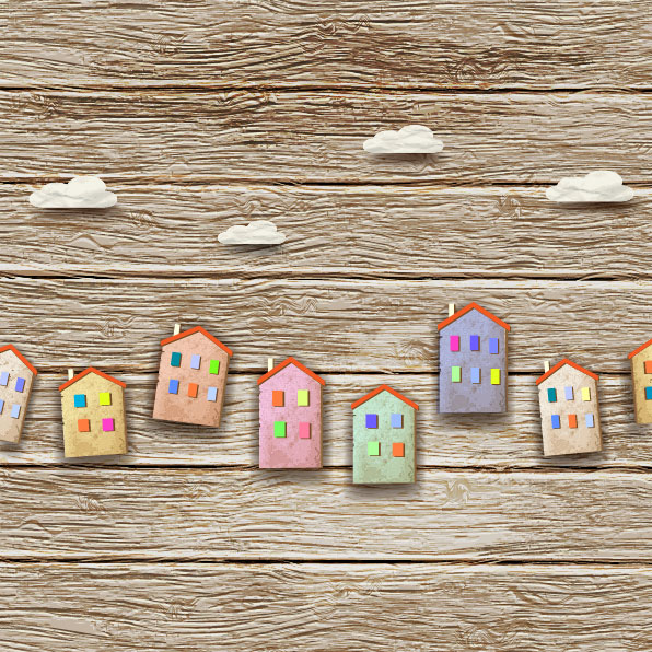 Set of Puzzle House vector background 05