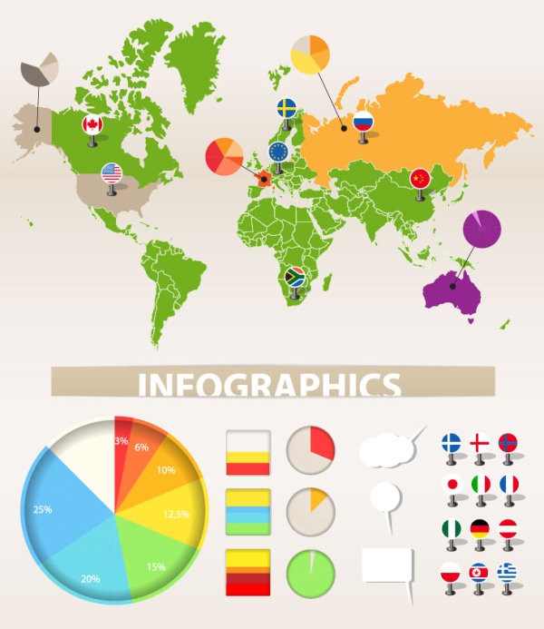 Set of infographics design elements vector 02
