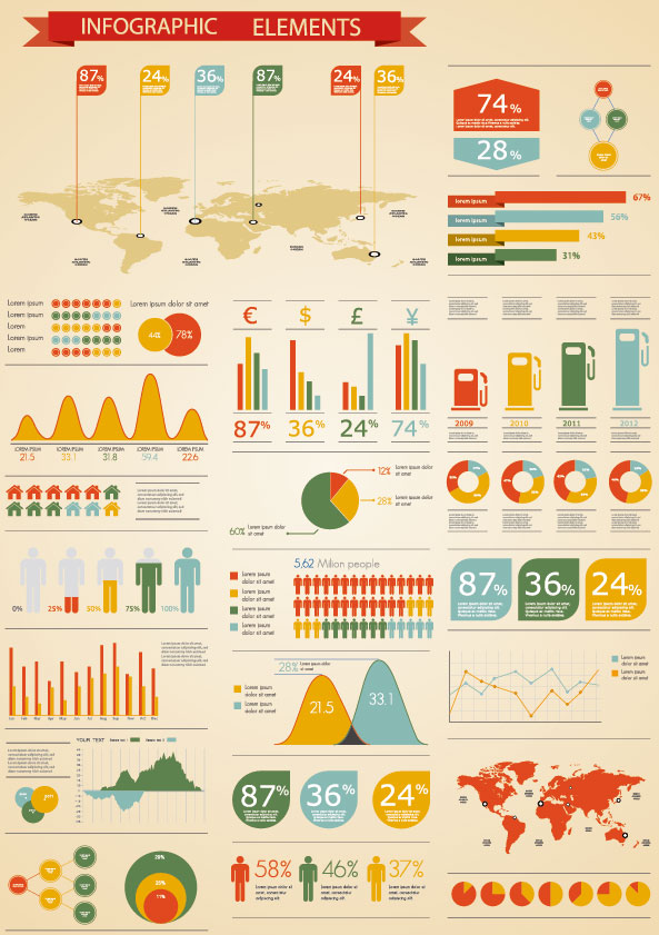 Set of infographics design elements vector 05