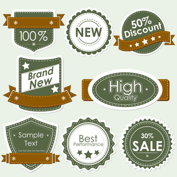 Set of discount label design elements vector 02