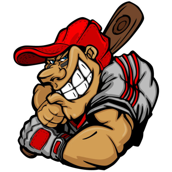funny cartoon Baseball player vector 01